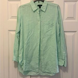 J. Crew Button Down Light Green Collared Shirt Size 8 Butter mom